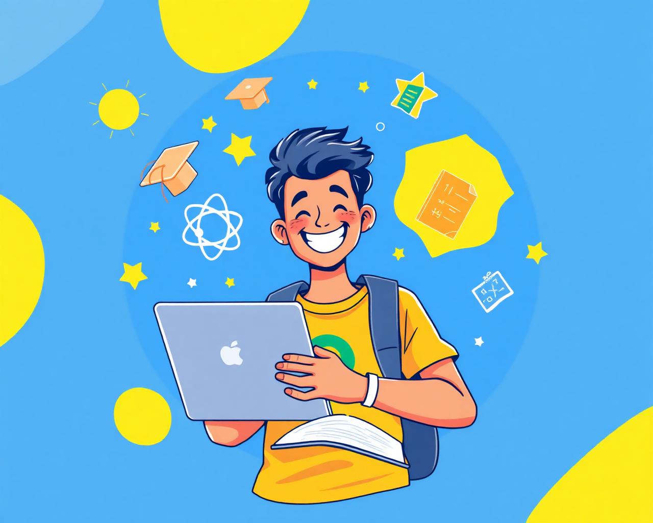 Estudante feliz estudando para o ENEM com a Aula360